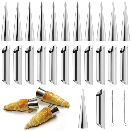 YIXNSW 26 Stück Set Cannoli Backform Schillerlockenform Antihaft Schillerlockenform Edelstahl Form mit 2 Reinigungsbürste für Croissants Backformen mit Butter Ausstreichen YIXNSW 26 Stück Set Cannoli Backform Schillerlockenform Antihaft Schillerlockenform Edelstahl Form mit 2 Reinigungsbürste für Croissants Backformen mit Butter Ausstreichen von YIXNSW