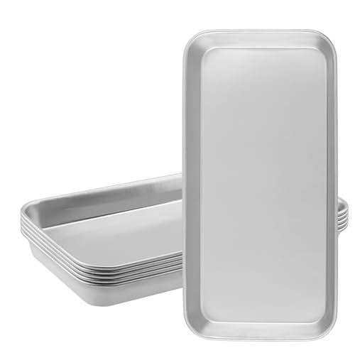 YIXNSW 6 Stück Instrumententablett Edelstahl, 22,5 x 11,7 x 2cm Labortablett Kleines, Edelstahltabletts Medizinisches, Tablett Edelstahl für Laborgeräte, Verbandstabletts, Haltezangen von YIXNSW