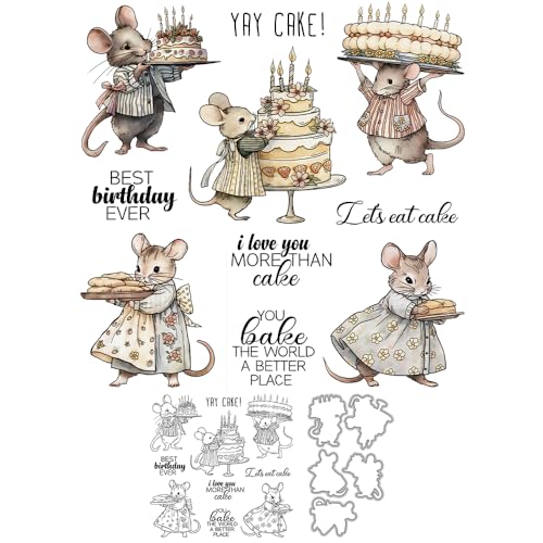 YIXUAN Happy Birthday Cakes Sweet Cute Mouse Family Clear Stamps and Metal Cutting Dies Set with Package Envelope Box for Card Making DIY Scrapbooking Supplies Silicone Stamp Knife Mold for Crafts YIXUAN Happy Birthday Cakes Sweet Cute Mouse Family Clear Stamps and Metal Cutting Dies Set with Package Envelope Box for Card Making DIY Scrapbooking Supplies Silicone Stamp Knife Mold for Crafts von YIXUAN