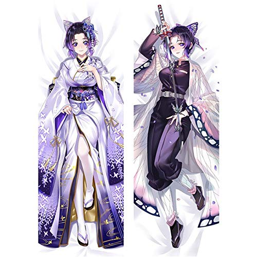 YIYANGFAN Japanese Demon Slayer, Kimetsu no Yaiba Dakimakura Kochou Shinobu Bedding Otaku Hugging Anime Female Pillow Cases Hugging Body Bedding Kissenbezüge Covers ar091,2-Wege-Trikot 50x150cm von YIYANGFAN