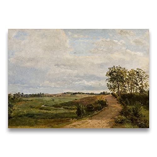 Country Nature Landscape Painting Canvas Prints Farmhouse Decor Country Green Field Vintage Wall Art Pictures Poster 40x50cm(16x20in) Rahmenlos von YIYAOFBH