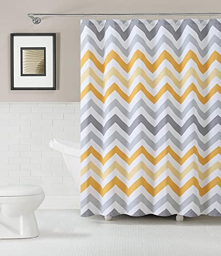YIYAOFBH Chevron-Zickzack-Muster Badezimmerdekorationslinie Wasserdichter Duschvorhang aus Polyestergewebe Gelber Duschvorhang 120 x 200 cm (47 x 79 Zoll) Duschvorhang von YIYAOFBH