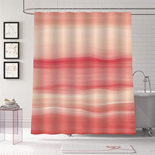 YIYAOFBH Koralle Standard Pink Duschvorhang Geometrisch Wasserdicht Abstrakt Ozean Stoff Duschvorhang Moderne Wellen Badvorhang 100x200cm(39X79inch) schwarz von YIYAOFBH