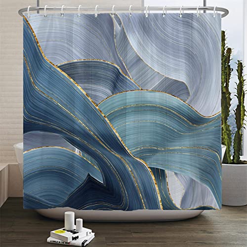 YIYAOFBH Marmormuster Textur Duschvorhang Art Gradient Badezimmer Wasserdicht Polyester Badvorhang Wohnkultur mit Haken 90x200cm (35X79inch) Duschvorhang von YIYAOFBH