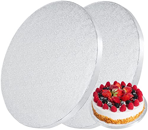 YIYICO Cake Board Tortenunterlage Cakeboard Rund 13mm x Ø 30cm/12inch 2er Wiederverwendbar Torten Unterplatten für Transport Kuchen und Torten (Silber) von YIYICO