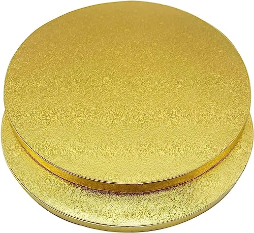 YIYICO Cake Board 30cm Rund Tortenunterlage Cakeboard 13mm x Ø12inch 2er Wiederverwendbar Torten Unterplatten für Transport Kuchen und Torten (Golden) von YIYICO