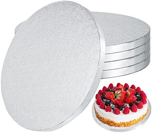 YIYICO Cake Board Tortenunterlage Cakeboard Rund 13mm x Ø 30cm/12inch 5er Wiederverwendbar Torten Unterplatten für Transport Kuchen und Torten(Silber) von YIYICO