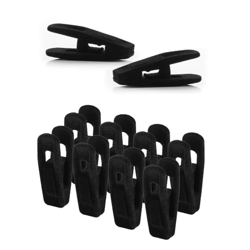YIYIWANG 10 Stück Samt Kleiderbügel Clips Anti Rutsch Kleiderstifte Set Slim Line Starke Finger Clips Abnehmbare Hosenklammer zum Befestigen von Hosen Rock Kleiderbügel (Schwarz) von YIYIWANG
