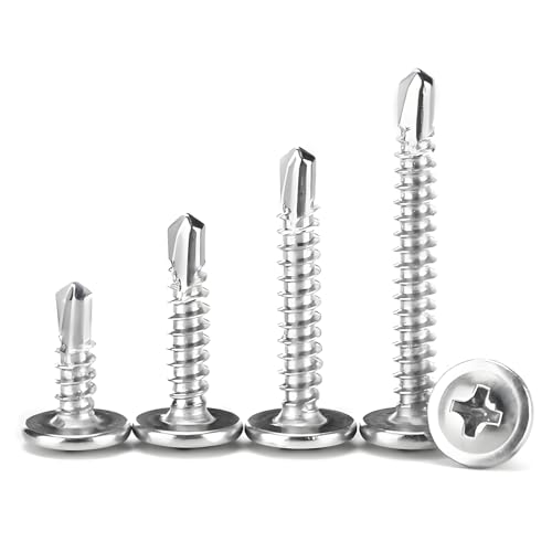 YIYIWANG 20 Stück Edelstahlschrauben M4.2x32mm Tellerkopf selbstbohrend (410er Stahl) - Tek-Schrauben für Metall, Holz & Kunststoff mit modifiziertem Halsdesign von YIYIWANG