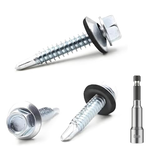 YIYIWANG 50 Stück Dachschrauben mit Gummidichtung Selbstbohrende Edelstahlschrauben Sechskantkopf für Metalldächer - Befestigung mit Innensechskant & Kohlenstoffstahl M4.8x32mm YIYIWANG 50 Stück Dachschrauben mit Gummidichtung Selbstbohrende Edelstahlschrauben Sechskantkopf für Metalldächer - Befestigung mit Innensechskant & Kohlenstoffstahl M4.8x32mm von YIYIWANG