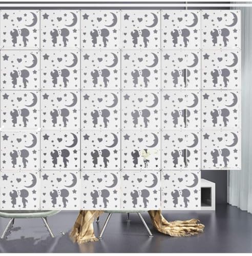 YIYOHON 12 Stück/Set Hängende Raumteiler Panel Bildschirme DIY Holz-Kunststoff-Dekoration für Arbeitszimmer Sitzen Schlafzimmer Hotel Bar 29 x 29 cm (A3) von YIYOHON