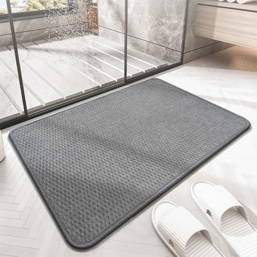 YIYOHON Badezimmer-Badematte, rutschfest, mit Gummi-Rückseite, geflochten, saugfähig, schnell trocknend, maschinenwaschbar, Teppich für Badewanne und Dusche (50 x 80 cm) von YIYOHON
