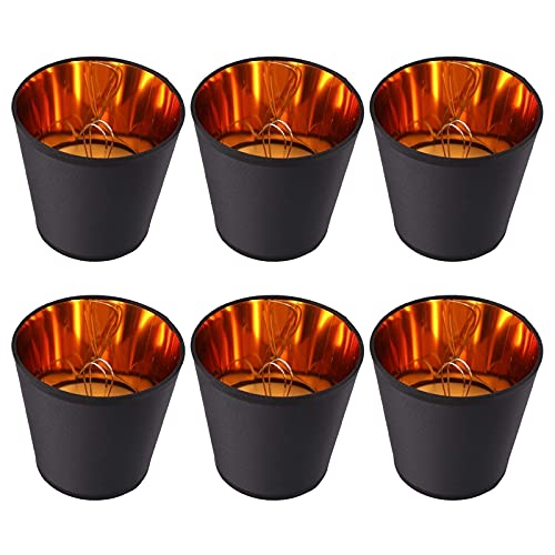 YIZAN Schwarze Lampenschirme mit Gold Futter Licht Schirmen Kerzen Kronleuchter Lampen Schirme, 6 Zoll Set von YIZAN