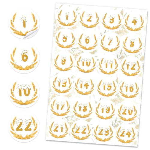 Adventskalender Aufkleber 1-24, Adventskalender Aufkleber Set, Aufkleber Weihnachten Zahlen, Aufkleber für Adventskalender, Aufkleber Adventskalender Zahlen für Weihnachten Deko von YIZHIXIANGQ