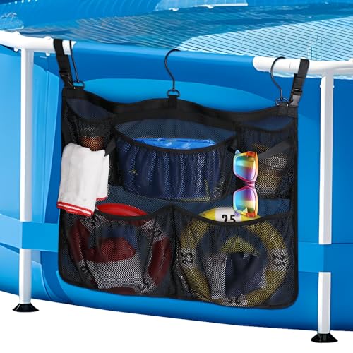 YIZHIXIANGQ Pool Aufbewahrungstasche, Pool Aufbewahrungskorb, Pool Aufbewahrungsbox, Schwarz Schwimmbad Netztasche mit Haken, Pool Zubehör für Aufstellpool, Badezimmer YIZHIXIANGQ Pool Aufbewahrungstasche, Pool Aufbewahrungskorb, Pool Aufbewahrungsbox, Schwarz Schwimmbad Netztasche mit Haken, Pool Zubehör für Aufstellpool, Badezimmer von YIZHIXIANGQ