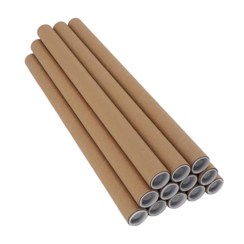 12 PCs Runde Papierrohre Poster -Speicherrohre Mehrzweck Mailing Poster Paper Tubes Plastikdeckel für Kunstwerke Blaupausen (3,4 * 51 cm) von YIZISECCE