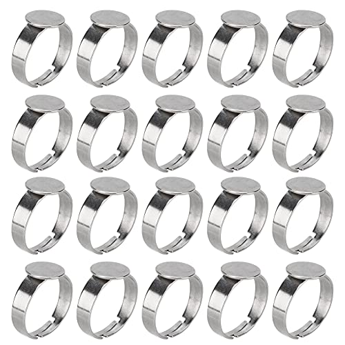 20pcs leere Ringe DIY Verstellbare Edelstahl -Flachringe Basen für Männer Frauen Schmuckhandwerk Dekoration von YIZISECCE
