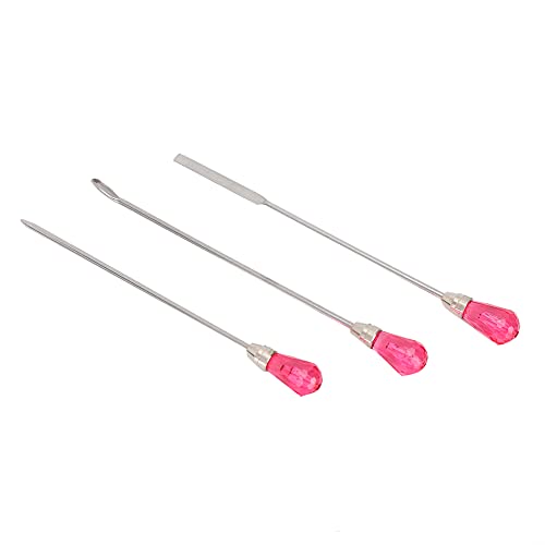 3pcs Pulverlöffel Rührstange Blase Nadel DIY Gel Acryl Glitz (Rosenrot) von YIZISECCE