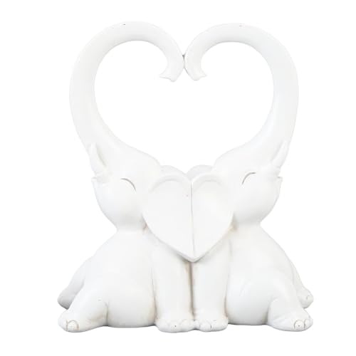 Elefantenliebe Statue Elegantes Harz Skulptur Einheit Home Decor Weiß weiß von YIZISECCE