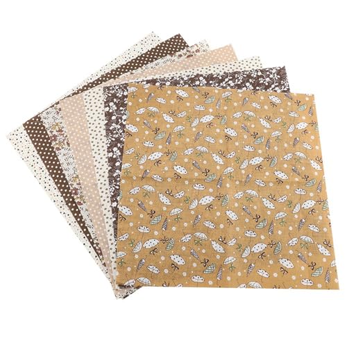 Für DIY, für Bettwäsche -Kit, 7pcs, 50 * 50 cm, Baumwollstoff, verschiedene Quadrate, Vorgeschnittene Bündel (Braun) von YIZISECCE