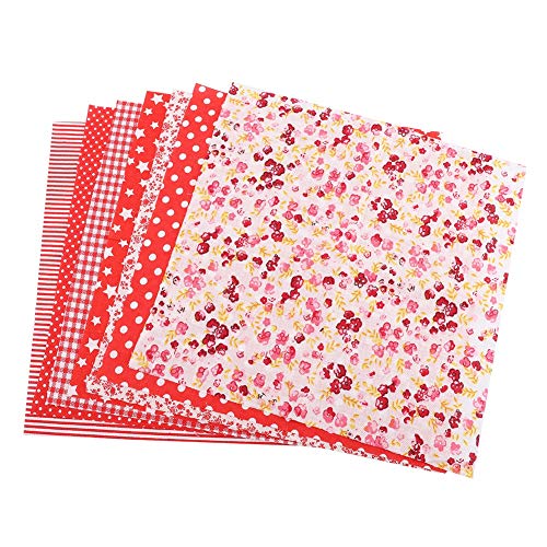 Für DIY, für Bettwäsche -Kit, 7pcs, 50 * 50 cm, Baumwollstoff, verschiedene Quadrate, Vorgeschnittene Bündel (Rote Serie) von YIZISECCE