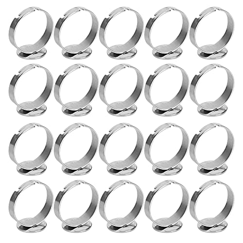 Für DIY Schmuck Zubehör, für Edelstahl, 20 Stück Flach ring Basis verstellbar, 12mm von YIZISECCE