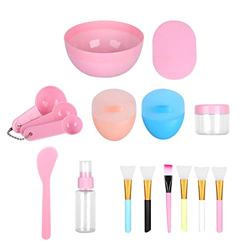 Gesichtsmaske Mischschüssel Set Gesichtsbehandlung Werkzeugkit für Hautpflege rosa Kunststoff 11 PCs von YIZISECCE