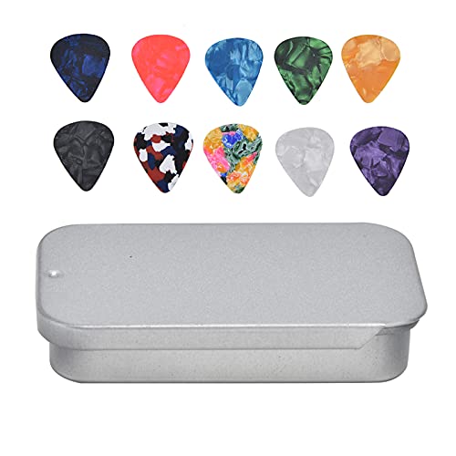 Guitar Picks Boost Bass Tragbare farbenfrohe Retro Cosmic Star Sky Guitar Pick Set Anzug für Bass Banjo Ukulele (Silberbox) von YIZISECCE