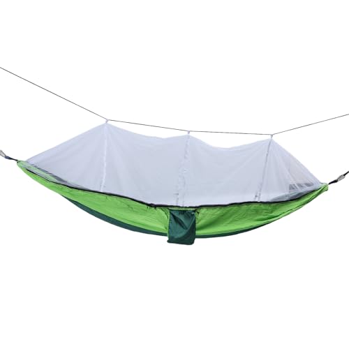 Outdoor Hängematte 661lb Last Lager Leichte Tragbare Hängematte mit Netz für Innenhof Camping Picknick (Dunkelgrün mit Fruchtgrün (weißes Netz)) von YIZISECCE