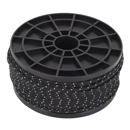 Reflektierendes Paracord -Seil winddichtem tragbares Zeltseil - Camping -Wanderausrüstung im Freien 164ft (Schwarz) von YIZISECCE