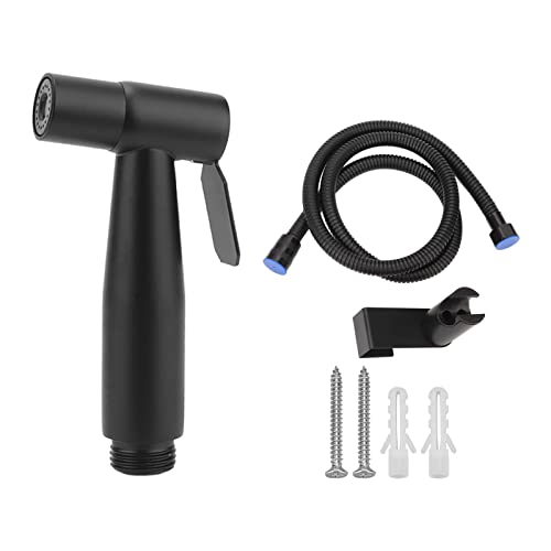 Schwarz 304 Edelstahl Handheld Drucksprühgerät mit 1,2 mem Schlauch und Wandhaken für Toiletten Bidet G1/2 männlich und weiblich Faden Schwarz 304 Edelstahl Handheld Drucksprühgerät mit 1,2 mem Schlauch und Wandhaken für Toiletten Bidet G1/2 männlich und weiblich Faden von YIZISECCE