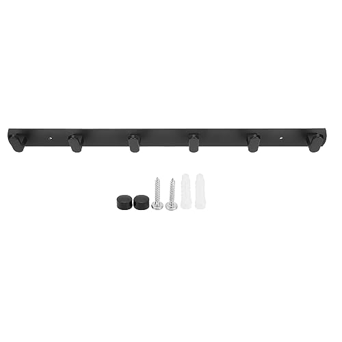 YIZISECCE Aluminiumlegierung Leichter Wandmontage Haken mit 6 Haken Heavy Dut Schlafzimmer Badezimmer Korridor (Schwarze 6 Haken) von YIZISECCE