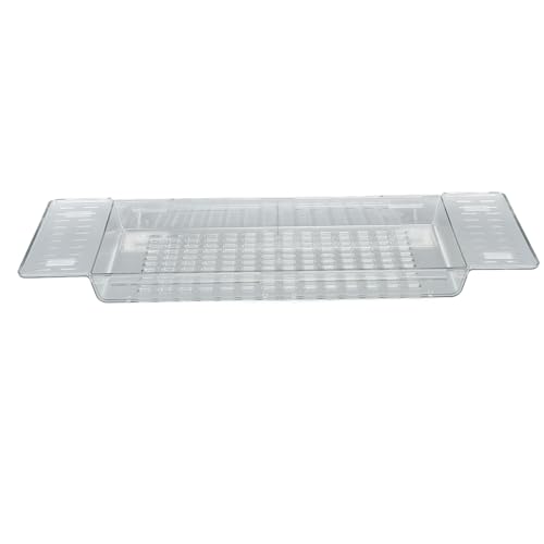 YIZISECCE Badewanne Tabletttisch Ausleitbares Abfluss großer Kapazität wasserdichtes Badregal im Badezimmer (Transparent) von YIZISECCE