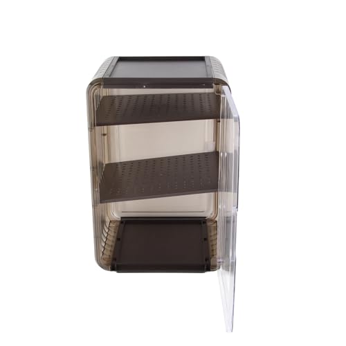 YIZISECCE Cup Lagerständer staubdichtes stapelbares Kunststoff klarer Tassen Organizer Box Desktop Büro Wohnzimmer (Groß schwarz) von YIZISECCE