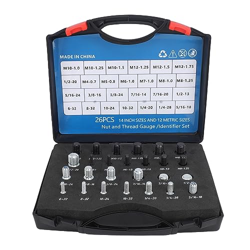 YIZISECCE Hohe Genauigkeit Kohlenstoffstahl ABS Mutter und Bolzen Gewindelehre Set, 26 Stück, zum Erkennen von festen Schrauben, langlebiges Material, einfach zu bedienen, professionelles Werkzeugset YIZISECCE Hohe Genauigkeit Kohlenstoffstahl ABS Mutter und Bolzen Gewindelehre Set, 26 Stück, zum Erkennen von festen Schrauben, langlebiges Material, einfach zu bedienen, professionelles Werkzeugset von YIZISECCE