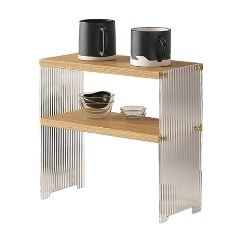YIZISECCE Kaffeetasse Aufbewahrungsregal stabile Unterstützung großer Kapazität Arbeitsplatte Organizer Wohnzimmer Schlafzimmer (Holzfarbe 2 Stufe) von YIZISECCE
