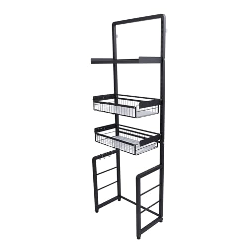 YIZISECCE Toilettenregal Organizer Verstellbares Design Ausziehen badspeicher Platz sparen e einfache Montage (Schwarz) von YIZISECCE