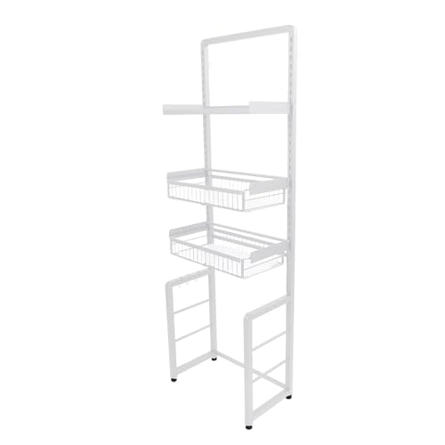 YIZISECCE Toilettenregal Organizer Verstellbares Design Ausziehen badspeicher Platz sparen e einfache Montage (Weiß) von YIZISECCE