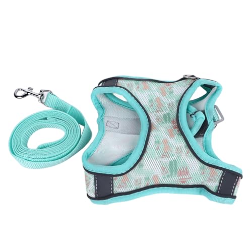Yizisecce Dog Walking Weste Leine für kleine mittelgroße Katzen, atmungsaktive, reflektierende Haustierkabelbaum (Grün) von YIZISECCE