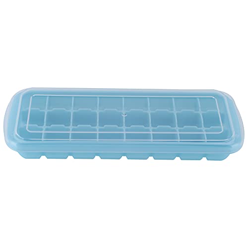 Yizisecce-Eiswürfelschalen für die Küche zu Hause, für kleine Eiswürfel, mit PP-Deckel, 24-Grid-Silikonform, einfache Freisetzung, platzsparende, flexible und langlebige, (Blau) von YIZISECCE