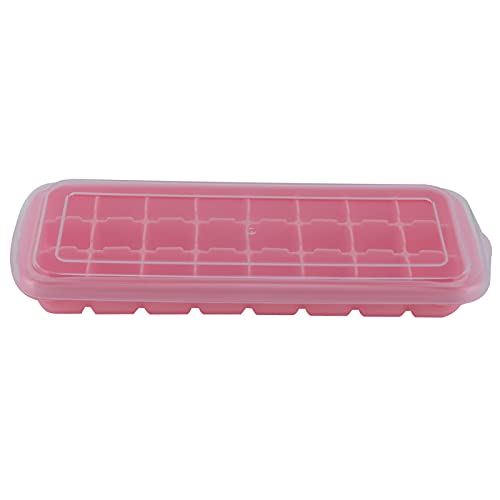 Yizisecce-Eiswürfelschalen für die Küche zu Hause, für kleine Eiswürfel, mit PP-Deckel, 24-Grid-Silikonform, einfache Freisetzung, platzsparende, flexible und langlebige, (Rosa) von YIZISECCE