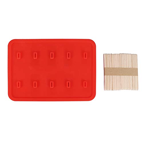 Yizisecce Silicon -Eisformen für gefrorene Leckereien, 10 Zellen Eis am Stiel mit 50 Stöcken, wiederverwendbare und einfache Freisetzung, BPA -, Geschirrspüler sicher (Rot) von YIZISECCE