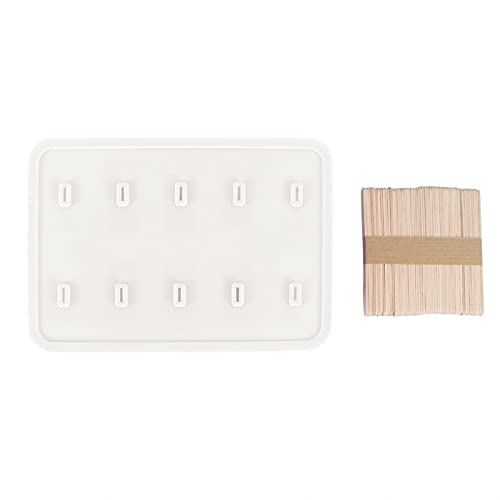 Yizisecce Silicon -Eisformen für gefrorene Leckereien, 10 Zellen Eis am Stiel mit 50 Stöcken, wiederverwendbare und einfache Freisetzung, BPA -, Geschirrspüler sicher (Weiß) von YIZISECCE