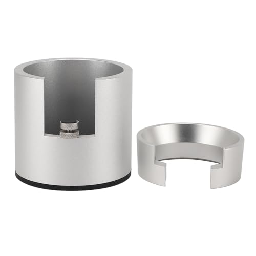 Yizisecce für Kaffee Portafilter Halter 58 mm Aluminiumlegierung Runde mit Dosierung Trichter Kaffeemaschine Portafilter Tamping Ständer für Home Bar (Silber) von YIZISECCE
