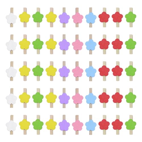 50 Stück/Set Blumen Foto Clips Kleine Wäscheklammern Hängende Clips Holz Wäscheklammern Papierklammern für Fotos von YIZITU