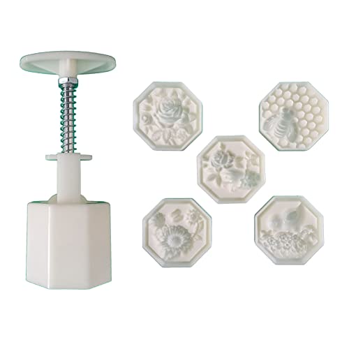 50 g Form Handpresse Stempel Gebäck Gadgets Mond Kuchenform mit 3D-Blumen und Formmustern Gebäckwerkzeug-Set von YIZITU