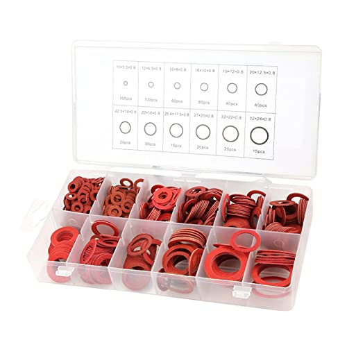 600 Insgesamt Rote Stahlpapier Faser Flat Waschmaschine Kit Isolation Waschmittel Dichtungsmutter & Bolzen Set Flachringe Versiegelung Sortiment Set Isoliert von YIZITU