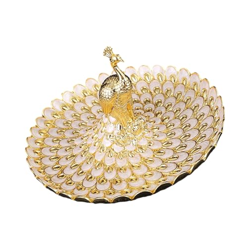 Aufwendiges geprägtes Pfauen-Obsttablett, elegante Metall-Heimdekoration mit großer Kapazität für Esstischdekoration, elegante Party-Servierplatte Aufwendiges geprägtes Pfauen-Obsttablett, elegante Metall-Heimdekoration mit großer Kapazität für Esstischdekoration, elegante Party-Servierplatte von YIZITU