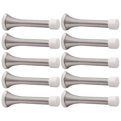 Feder-Türstopper mit Gummi-Stoßdämpfer, flexible Feder, strapazierfähig, Wand-Türstopper, Wandschutz mit Gummipuderspitze, 10 Stück von YIZITU