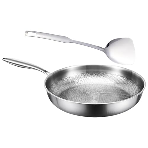 Metallpfanne zum Kochen, antihaftbeschichtet, gewellt, strukturiert, gehämmert, mit Pfannenwender, Küchen-Kochgeschirr, Antihaft-Kochgeschirr-Set von YIZITU